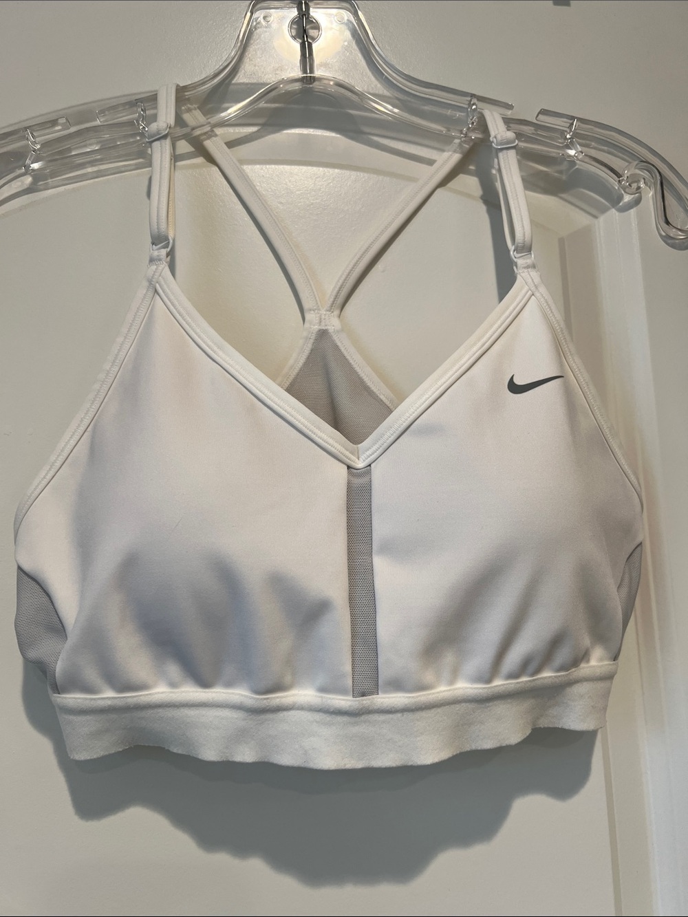 Like New Nike White Sports Bra with Light Gray Swoosh Logo - Picture 6 of 6